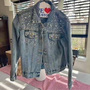 Bachelorette “Bride” Pearl Studded Denim Jacket